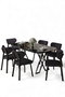 Hanah Home Axton Juego de Mesa y Sillas de 7 piezas - Mármol Negro y Antracita